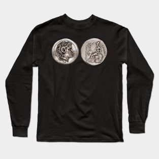 Alexander the Great Head Ancient Greece Coins Design Long Sleeve T-Shirt